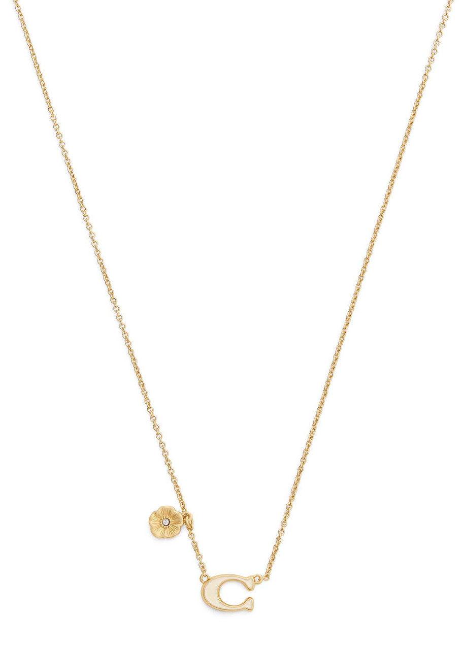 Coach Enamel C Necklace In Gold