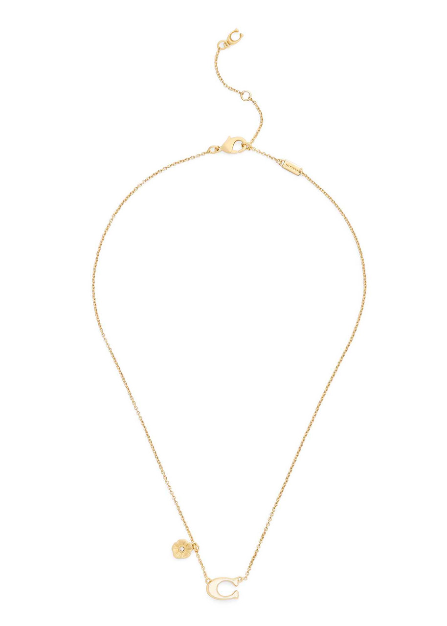  Coach Enamel C Necklace - Gold - One Size 