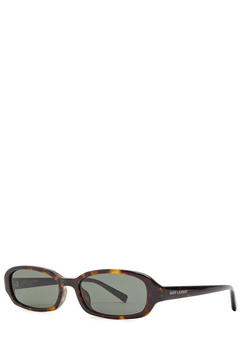 Saint Laurent Erin Narrow Rectangle-frame Sunglasses - Brown Havana - One Size