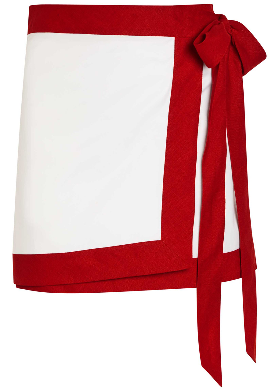 Liberowe Contrasting-trim Woven Mini Wrap Skirt - White - S (UK8-10 / S)
