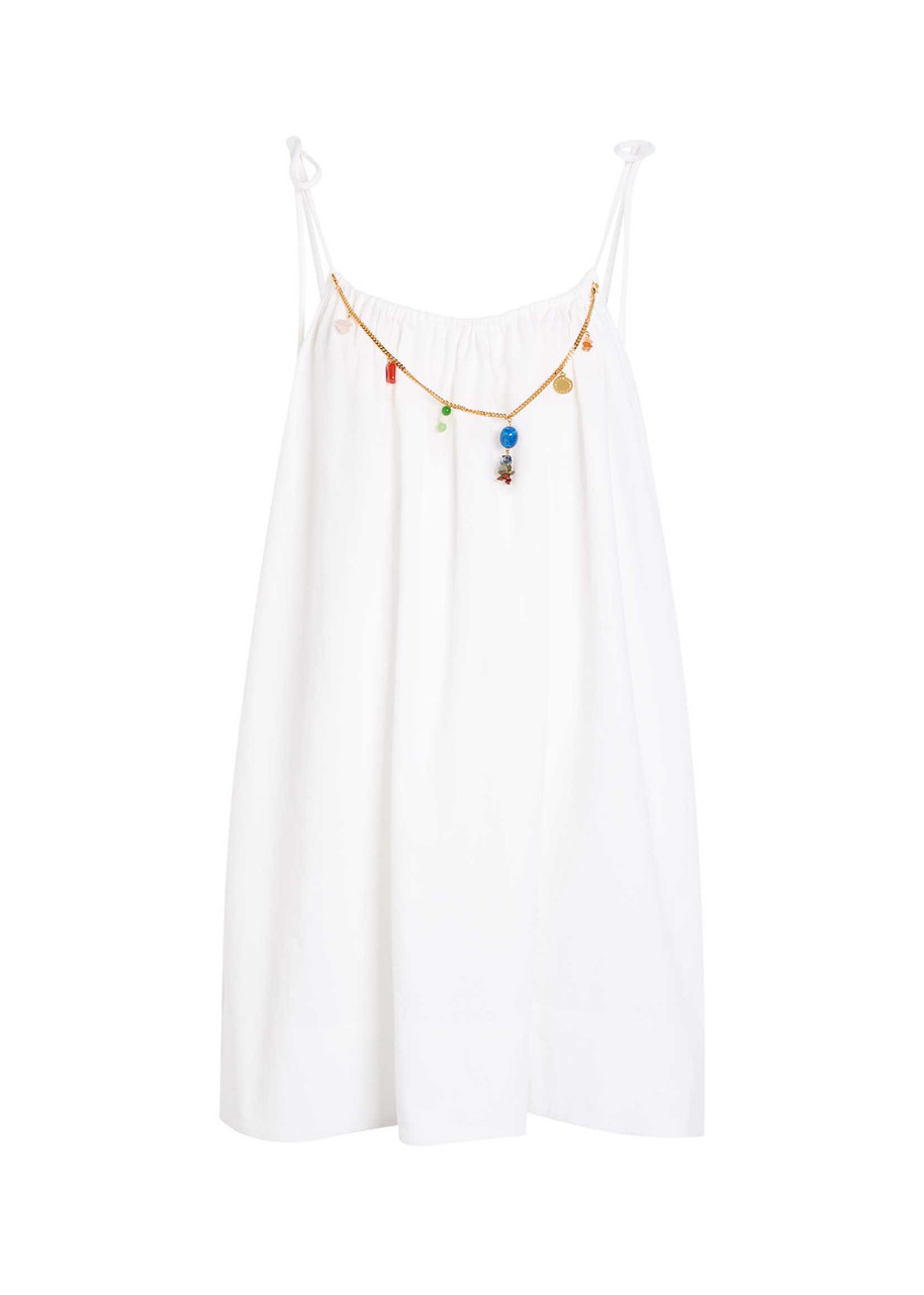 Stella Mccartney Bead-embellished Cotton Mini Dress - White - 40 (UK8 / S)