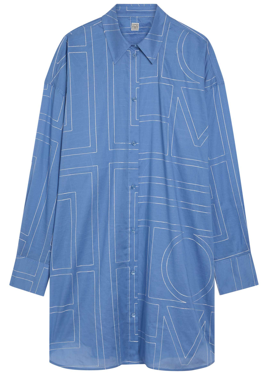 Toteme Embroidered Cotton-blend Shirt - Blue - 36 (UK8 / S)