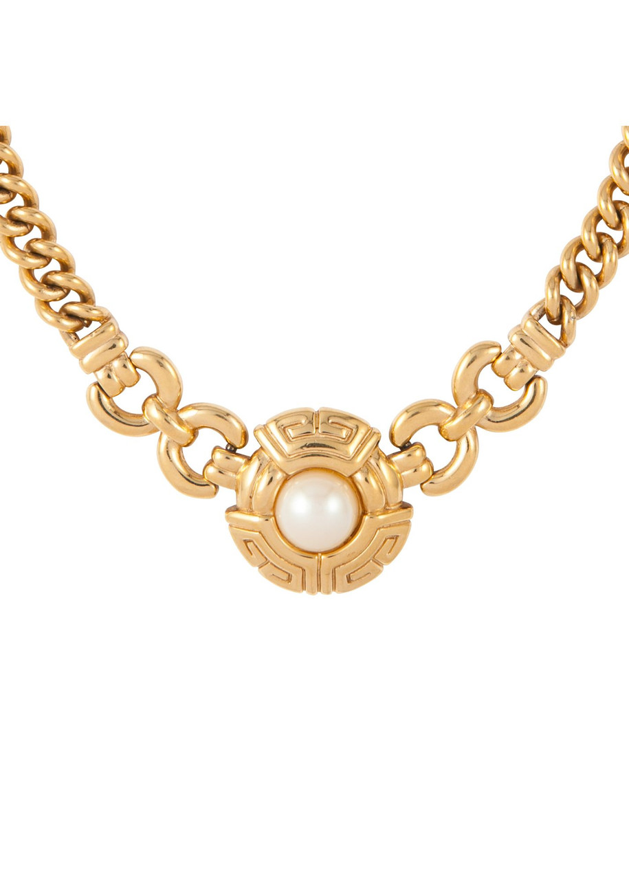 Susan Caplan Givenchy Faux Pearl Chunky Necklace In Gold