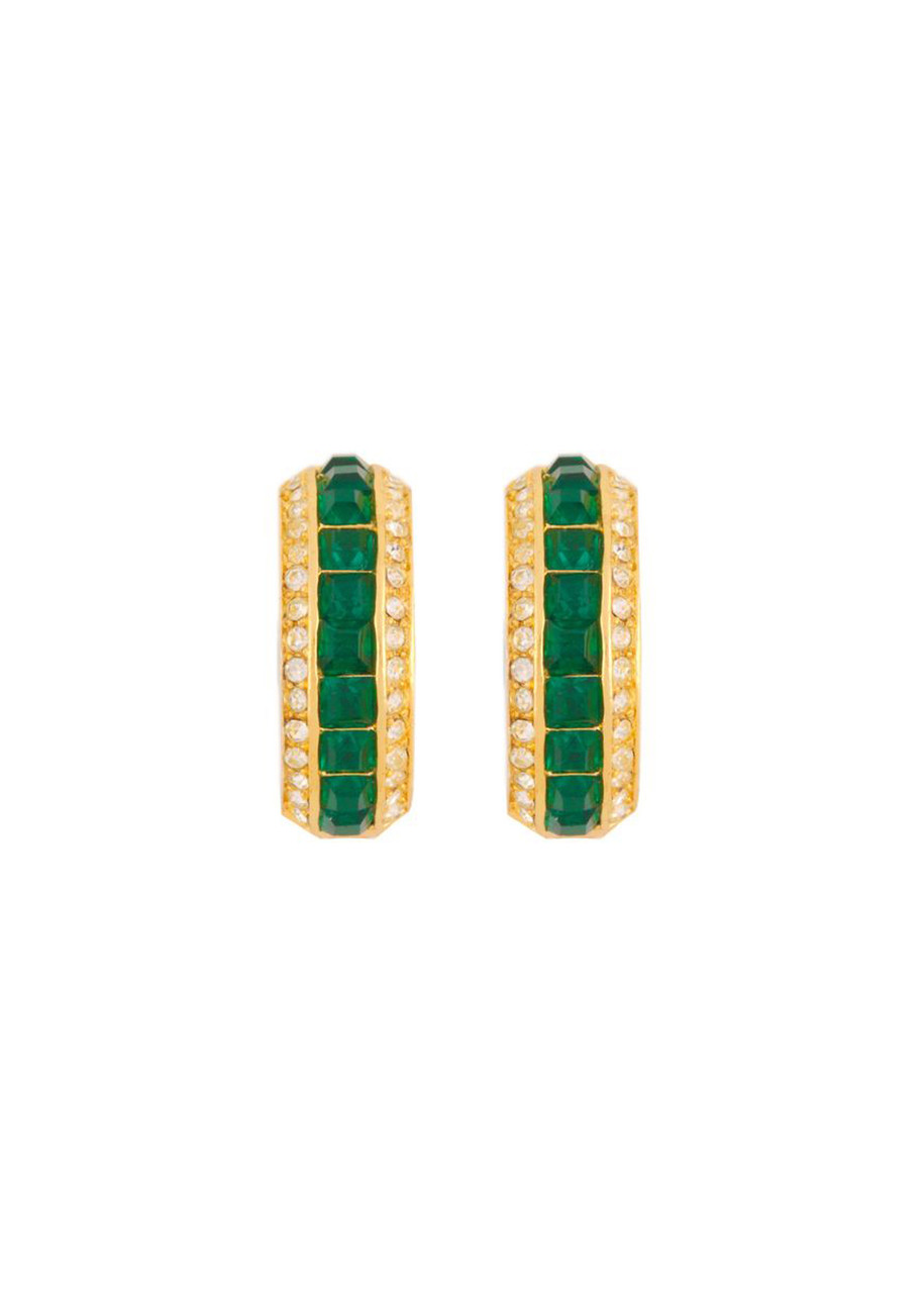 Susan Caplan Dior Emerald Hoop Clip-on Earrings - Green - One Size