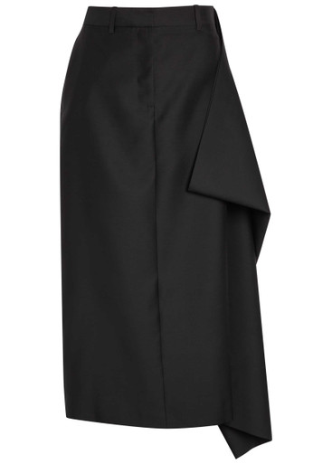 HEIRLOME Augusta draped wool and silk-blend midi skirt | Harvey
