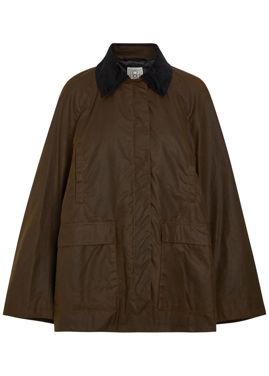 Toteme Corduroy-trimmed Waxed Cotton Jacket - Dark Brown - 36 (UK8 / S)