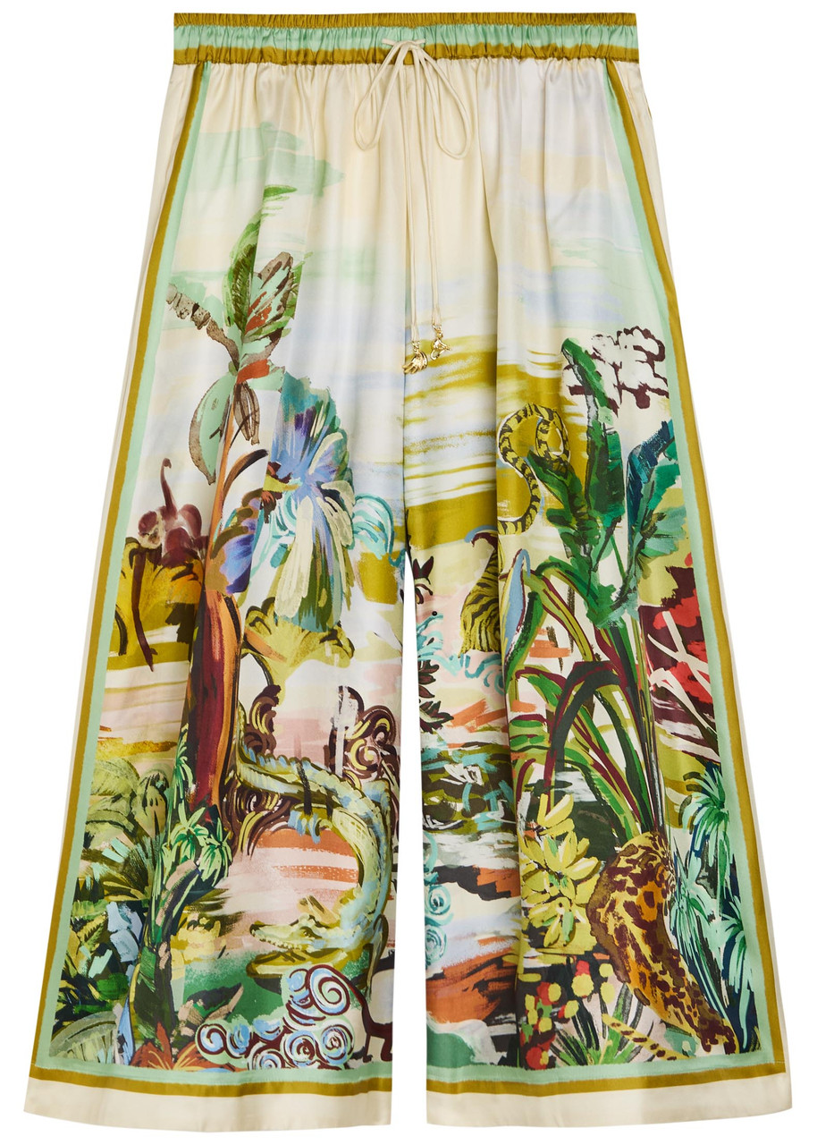 Alemais Jungle Boogie Printed Silk Culotte Trousers - Multicoloured - 6 (UK6