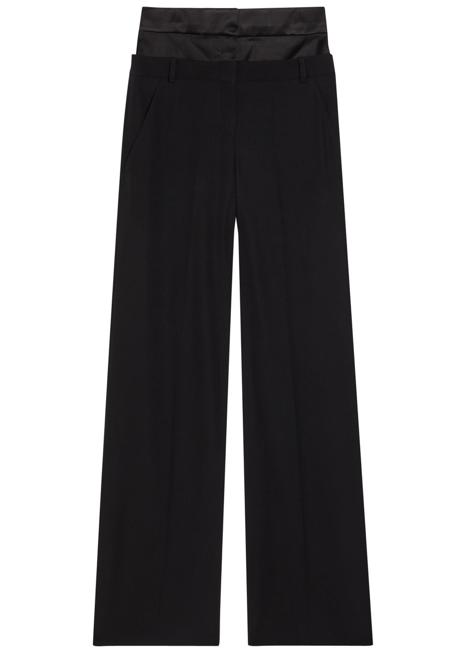 Erdem Layered-effect Wide-leg Wool Trousers - Black - 8 (UK8 / S)