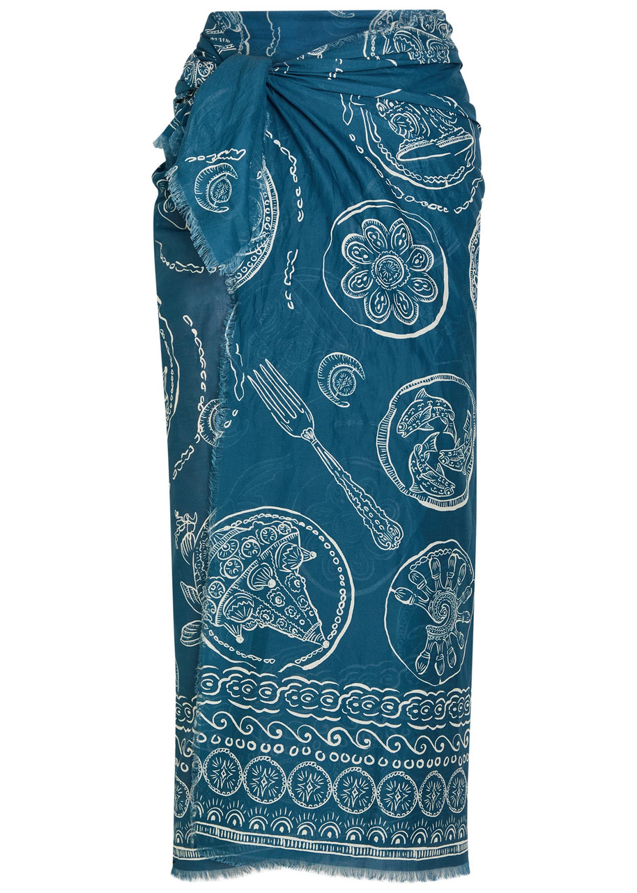 Alemais Lucky Printed Cotton Pareo - Blue - One Size