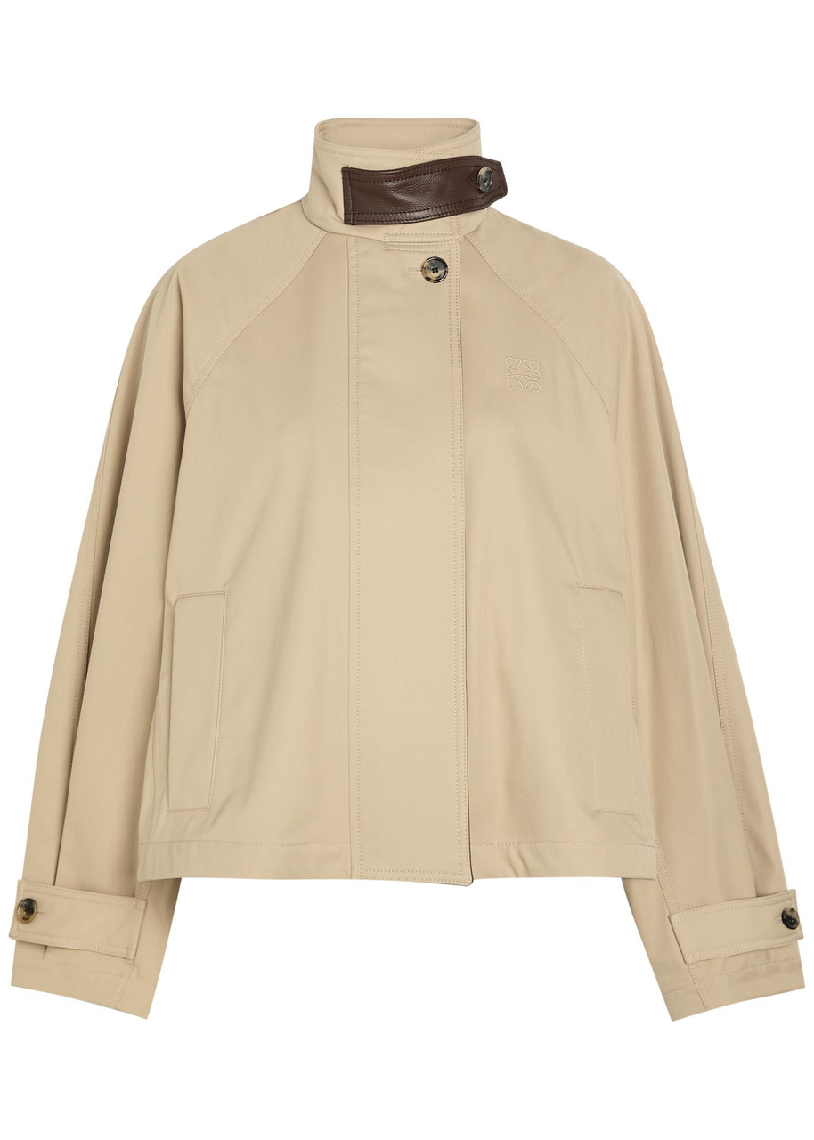 Loewe Leather-trim Cotton and Silk-blend Jacket - Beige - 34 (UK6 / XS)