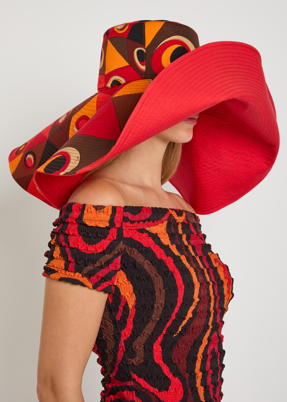 Pucci Printed Wide-brimmed Cotton Sun Hat - Orange - One Size 