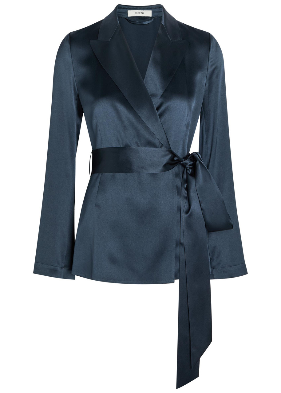 Joseph Archer Belted Wrap Silk Jacket - Indigo - 40 (UK12 / M)