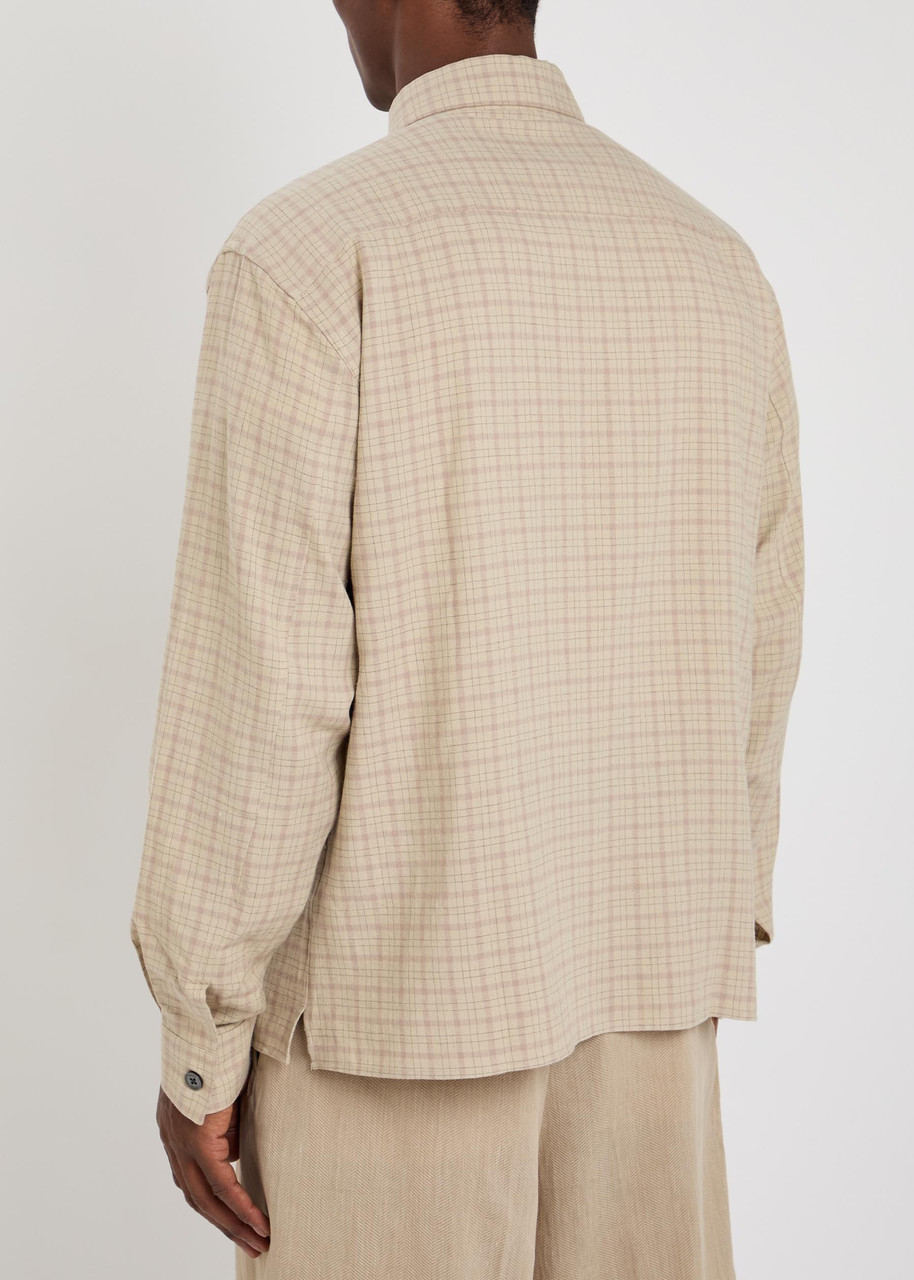  Frame Plaid Woven Shirt - Beige - L 