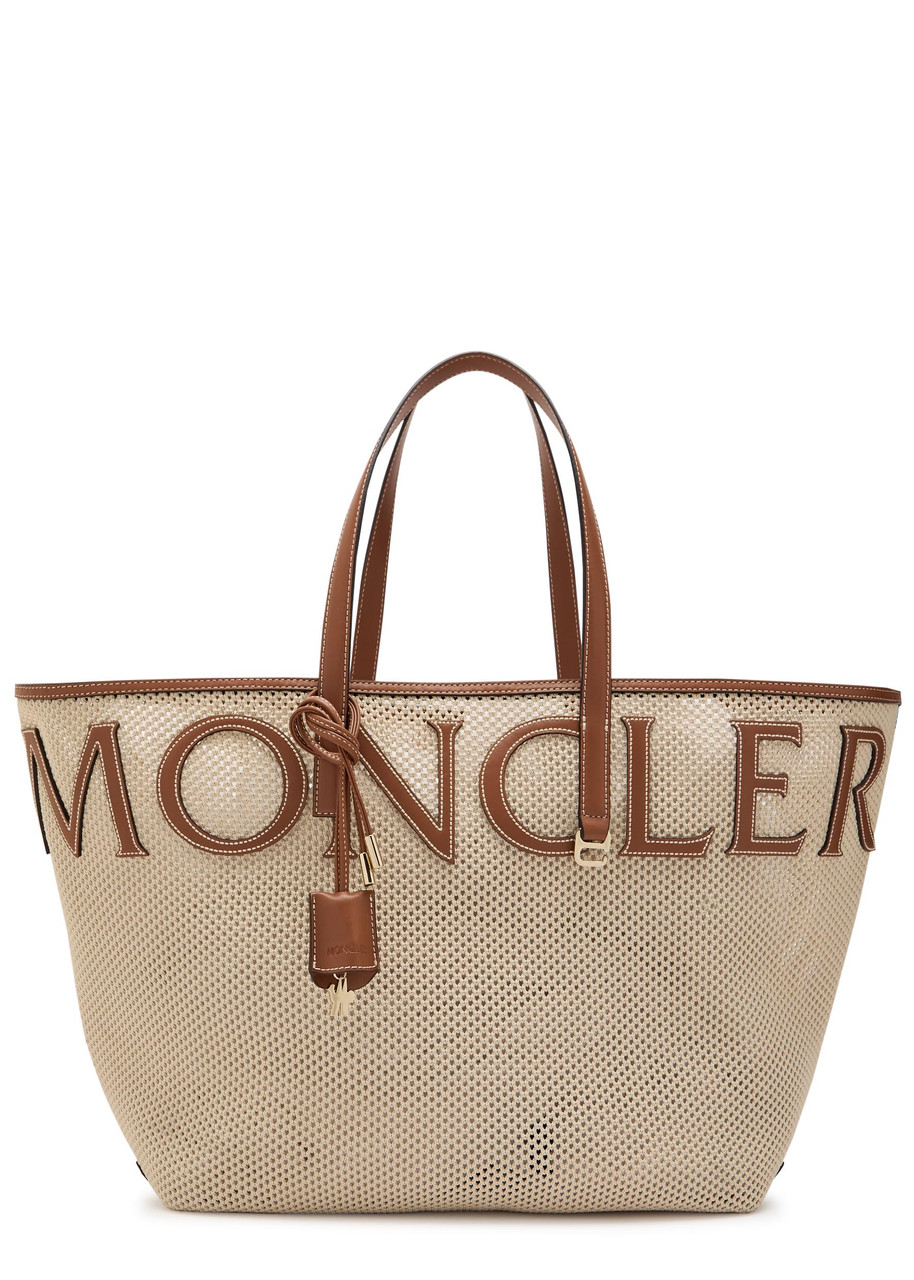 Moncler Logo-appliquéd Leather and Woven Tote - White - One Size