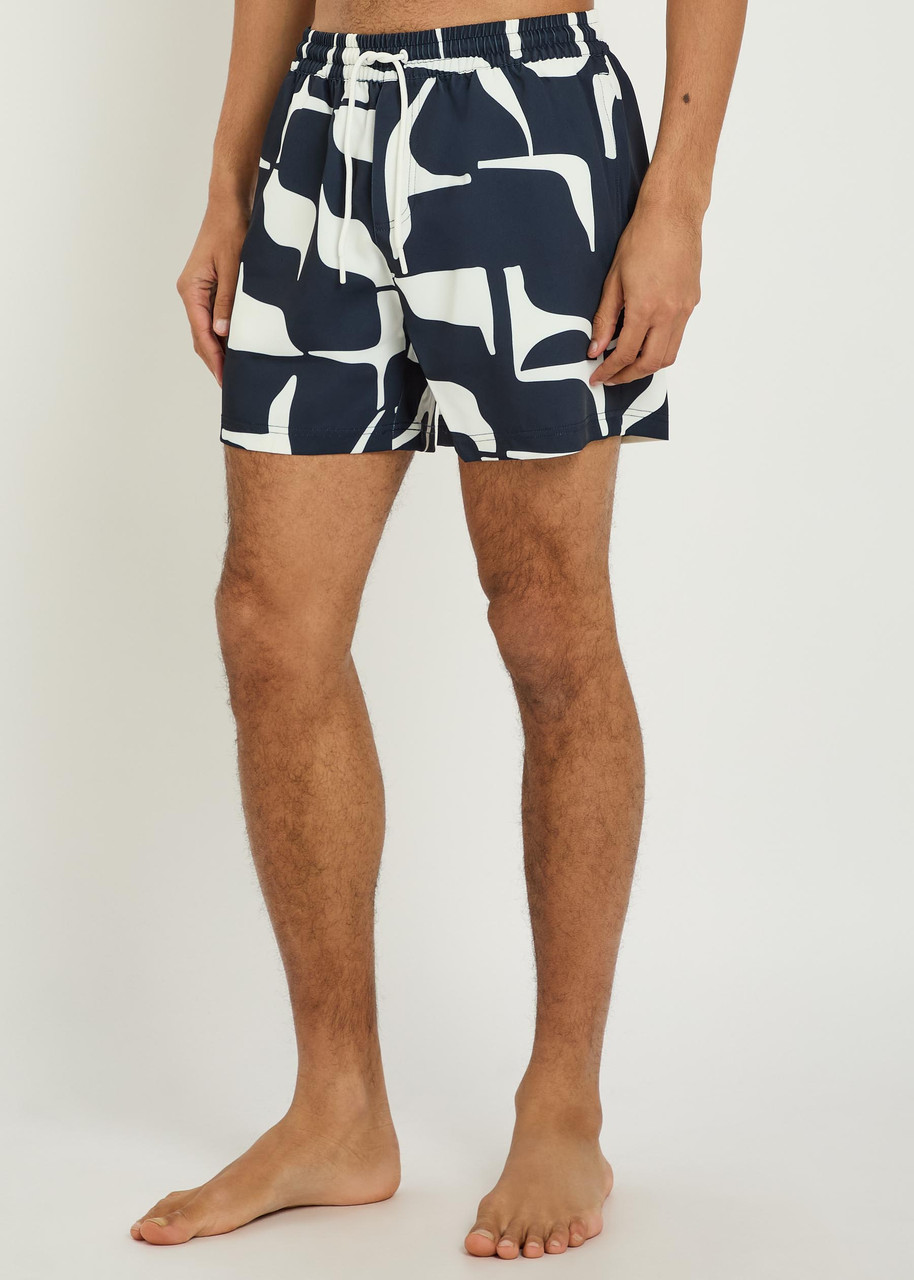 Raith Massira Patterned Woven Swim Shorts - Navy - M 