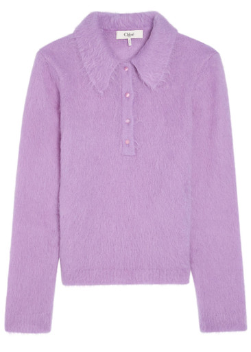 CHLOE Brushed knit wool-blend polo top | Harvey Nichols