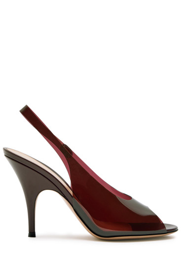 GIANVITO ROSSI Peep-toe PVC and leather slingback sandals | Harvey