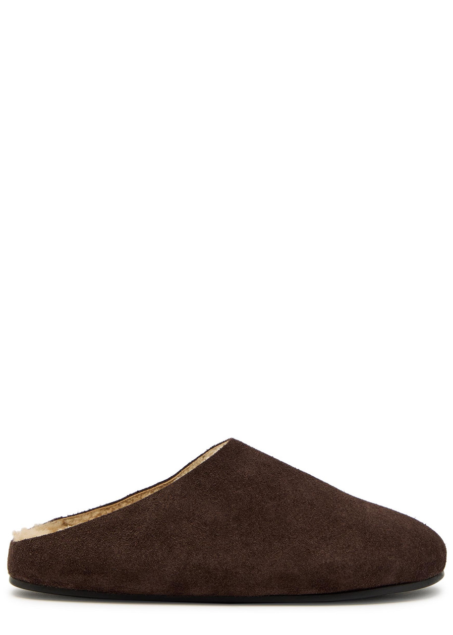 The Row Hudson Suede Sliders - Brown - 40 (IT40 / UK7)
