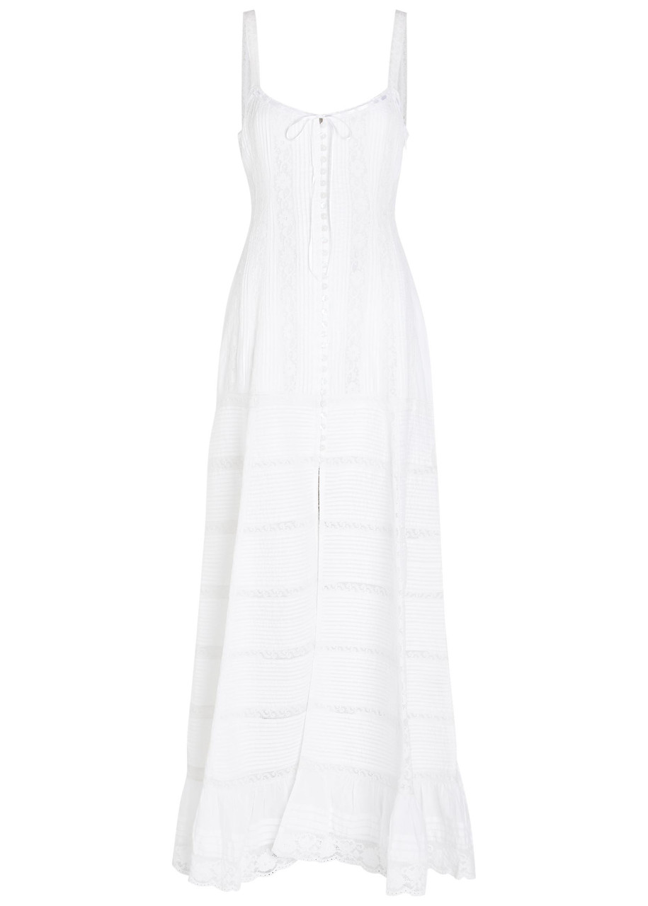 Loveshackfancy Calyx Pintuck Cotton Maxi Dress - White - 10 (UK14 / L)