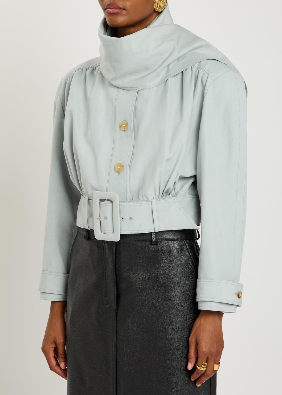  Chloe Scarf-effect Linen And Cotton-blend Jacket - Grey - 36 (uk8 / S) 