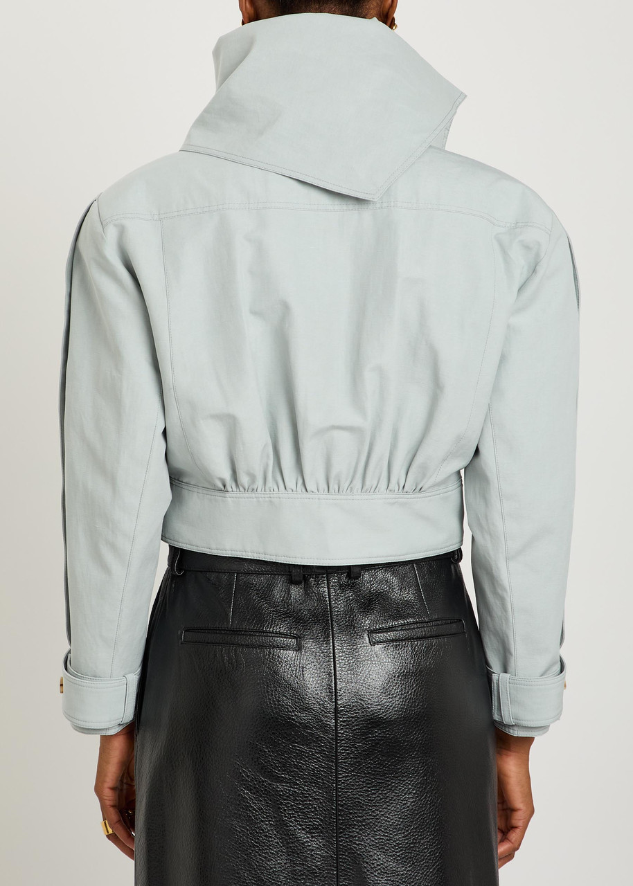  Chloe Scarf-effect Linen And Cotton-blend Jacket - Grey - 36 (uk8 / S) 