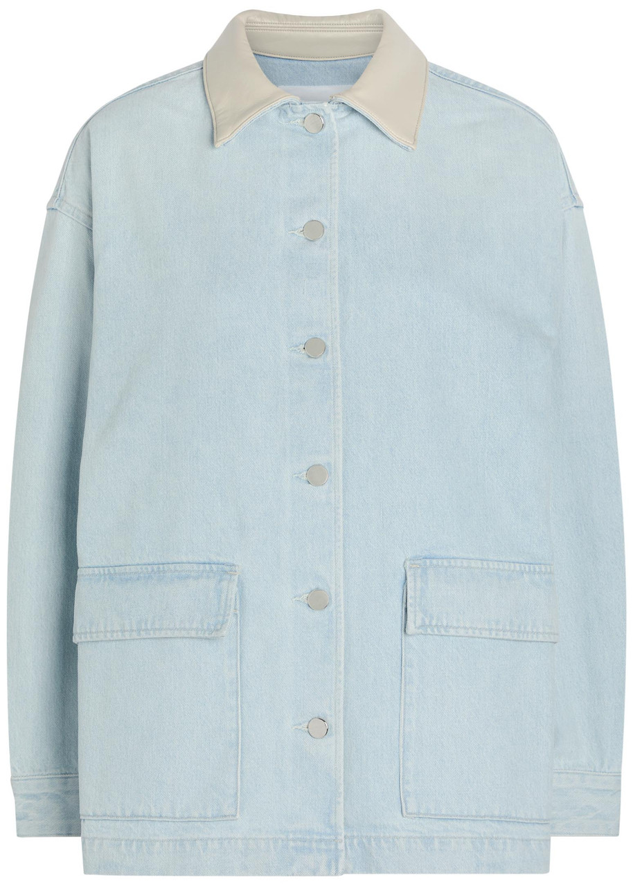 Agolde X Maria Mcmanus Leather-trim Denim Jacket - Light Blue - XS (UK6 / XS)