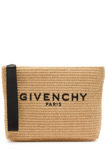 GIVENCHY Logo-embroidered raffia pouch | Harvey Nichols