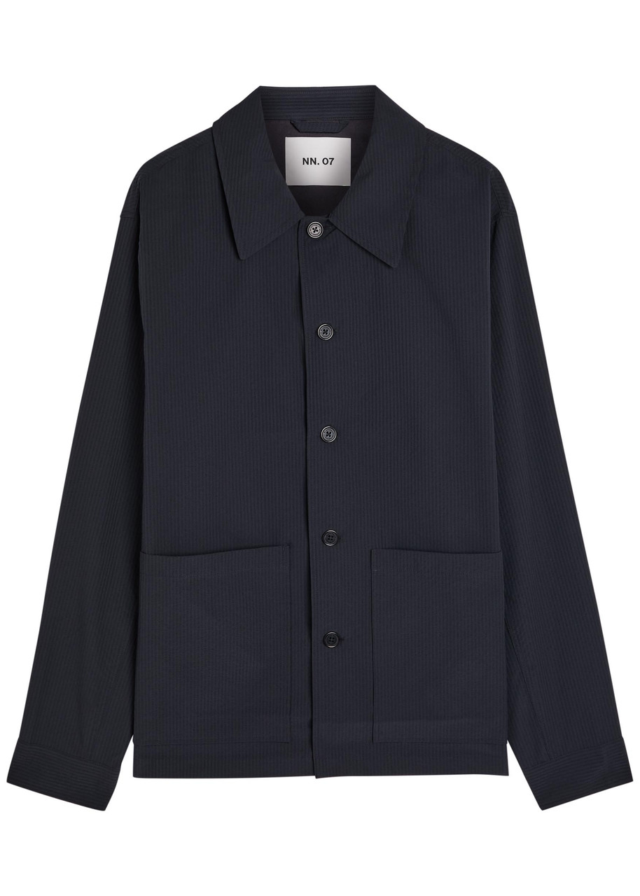 NN07 Blaze Striped Seersucker Shirt - Navy - M