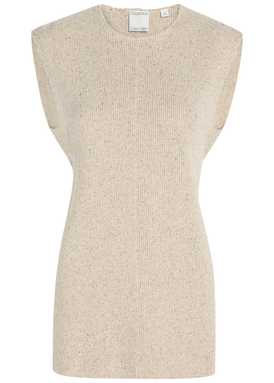 Calvin Klein Iggy Knit Silk top – Beige – L (UK14 / L)
