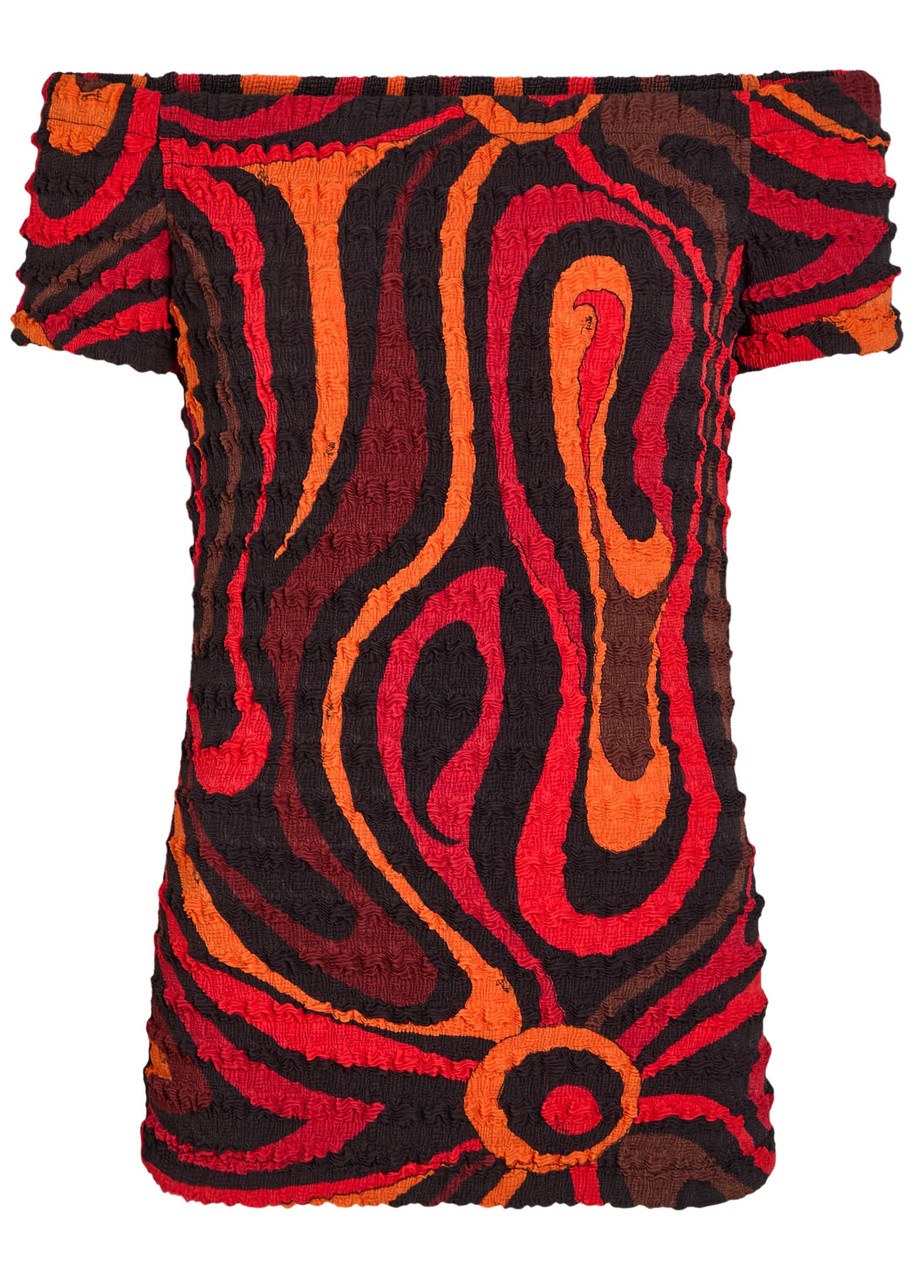 Pucci Printed Seersucker top - Orange - 40 (UK8 / S)