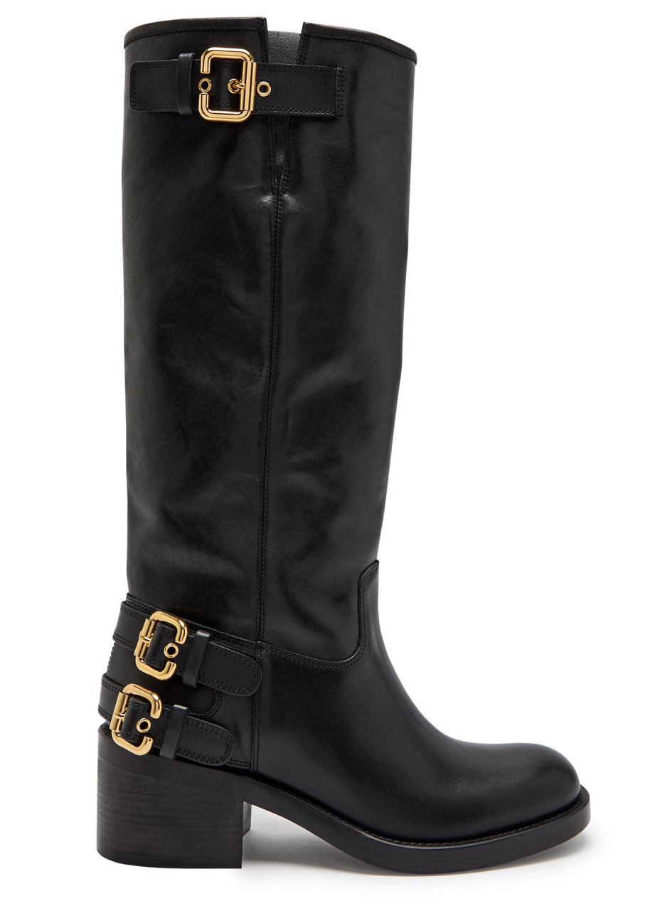 Chloe New Bikers 70 Leather Knee-high Boots – Black – 36 (IT36/ UK3)