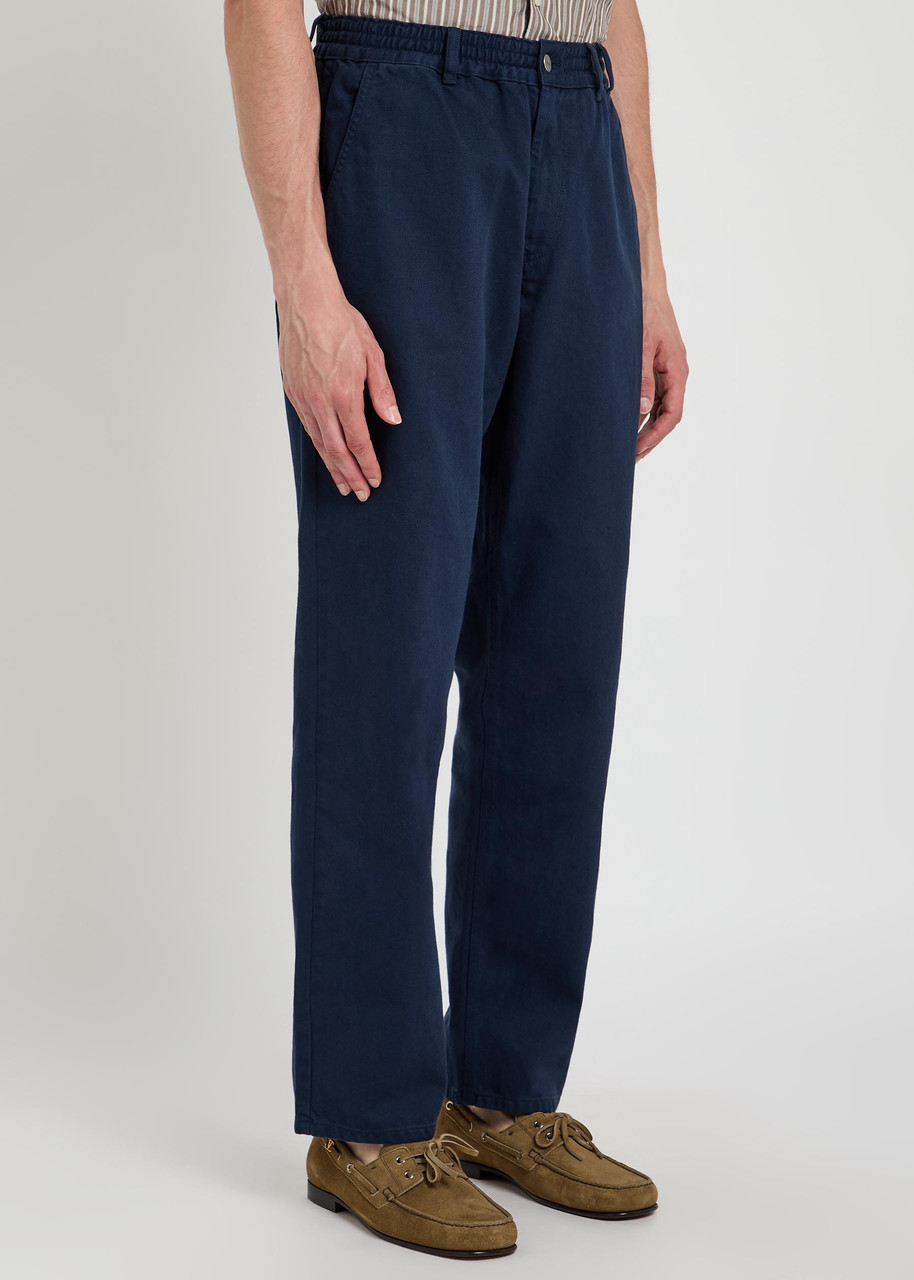  Forét Straight-leg Twill-cotton Trousers - Navy - L 