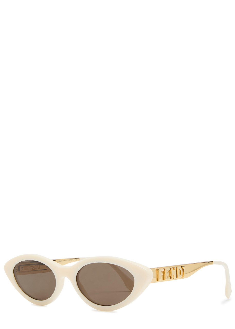 Fendi Graphy Narrow Cat-eye Sunglasses In White