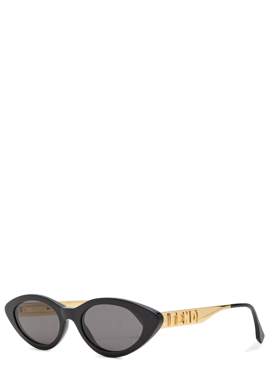 Fendi Graphy Narrow Cat-eye Sunglasses In Black