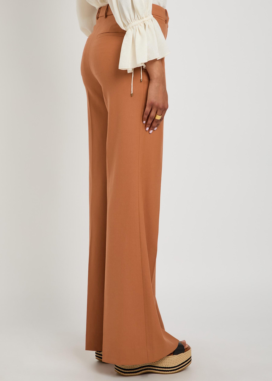  Chloe Flared-leg Wool Trousers - Tan - 40 (uk12 / M) 