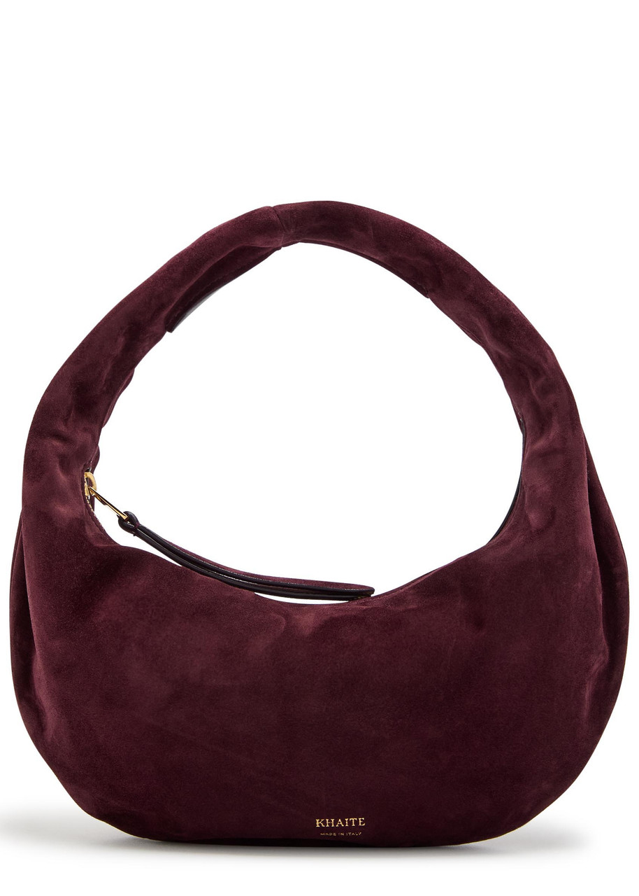 Khaite Olivia Mini Suede Hobo top Handle bag - Burgundy - One Size