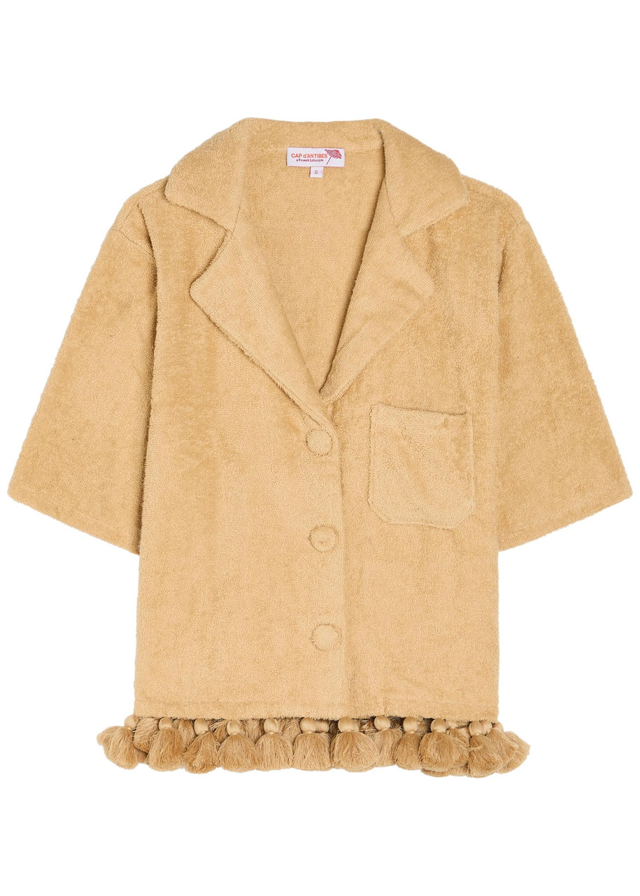 Cap D’antibes Cap D'antibes Chemise Antonia Tasseled-hem Terry Shirt In Sand