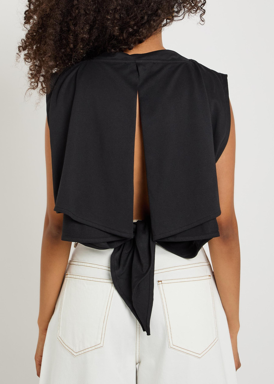  Jacquemus Le Marcel Moisson Open-back Paper-blend Top - Black - Xs (uk6 / Xs) 