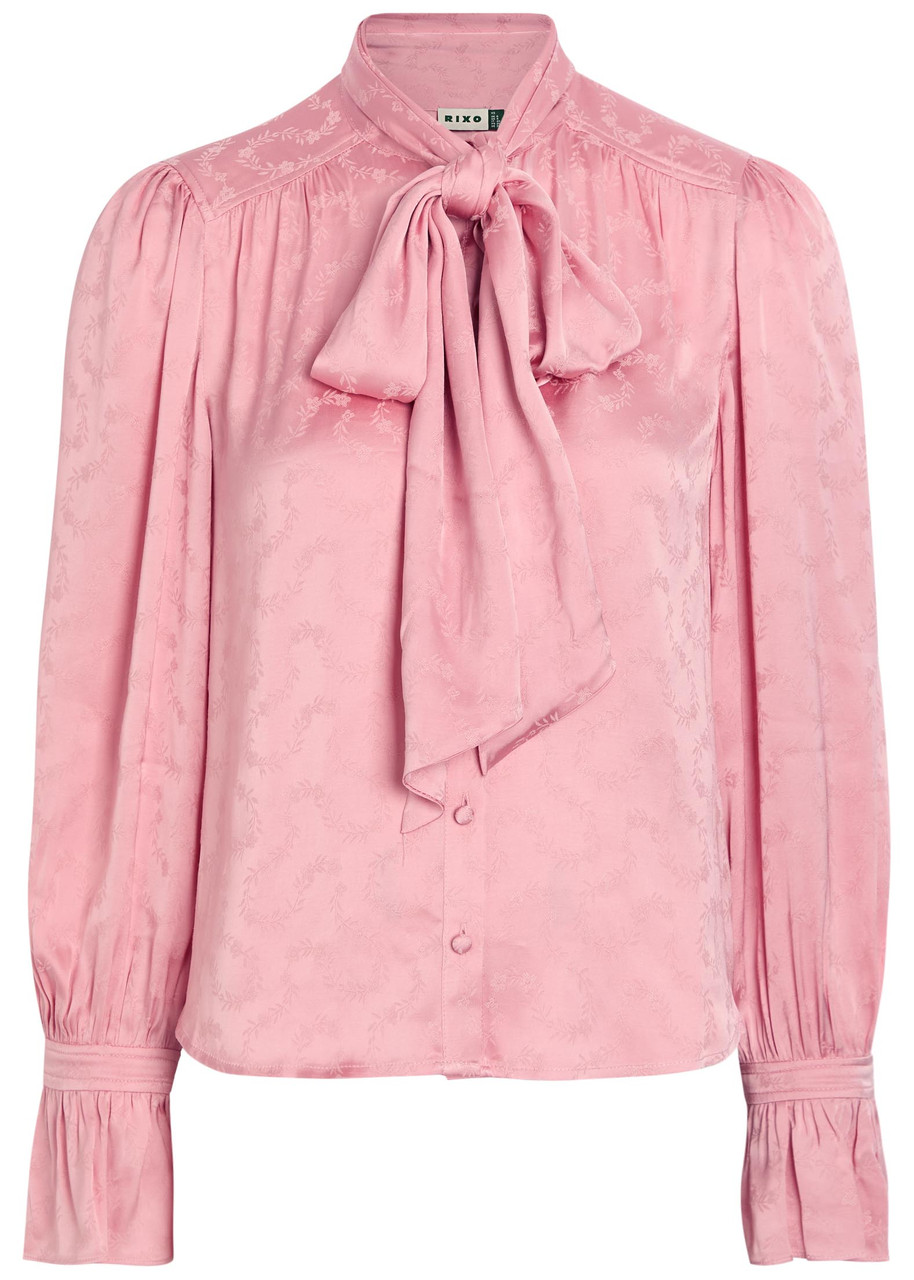 Rixo Evanora Floral-jacquard Satin Blouse - Pink - 8 (UK8 / XS)