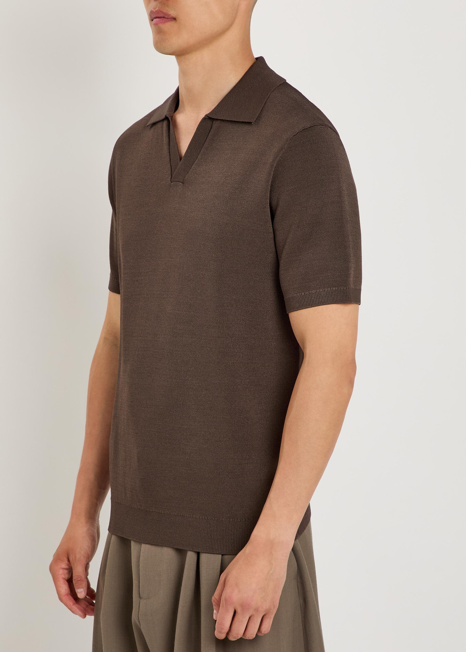  Raith Privida Knit Polo Shirt - Brown - S 
