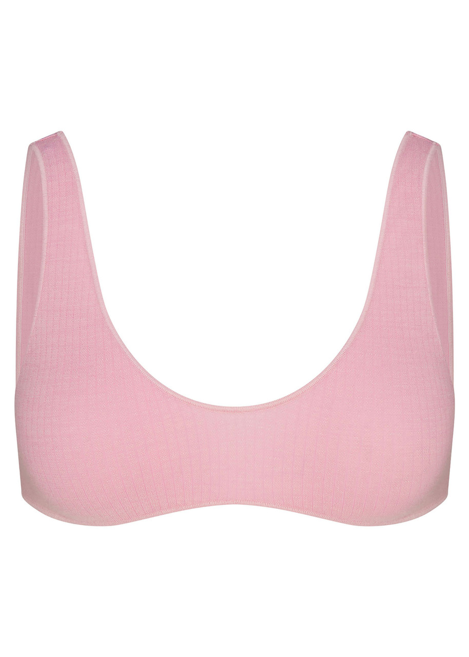 Skims Ribbed Wool-blend Bralette - Pink - M (UK12-14)