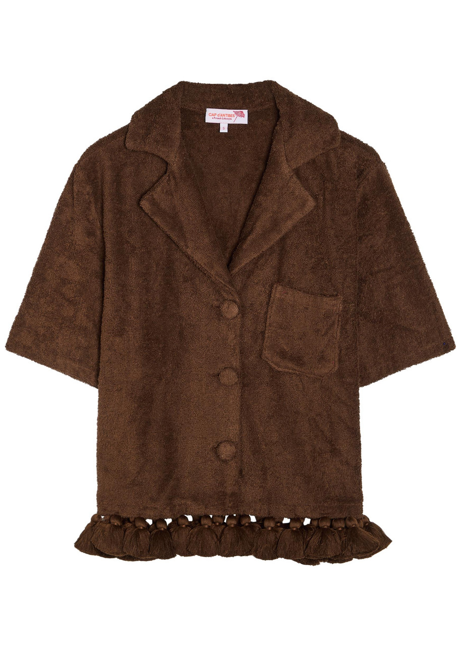 Cap D’antibes Cap D'antibes Chemise Antonia Tasseled-hem Terry Shirt In Brown