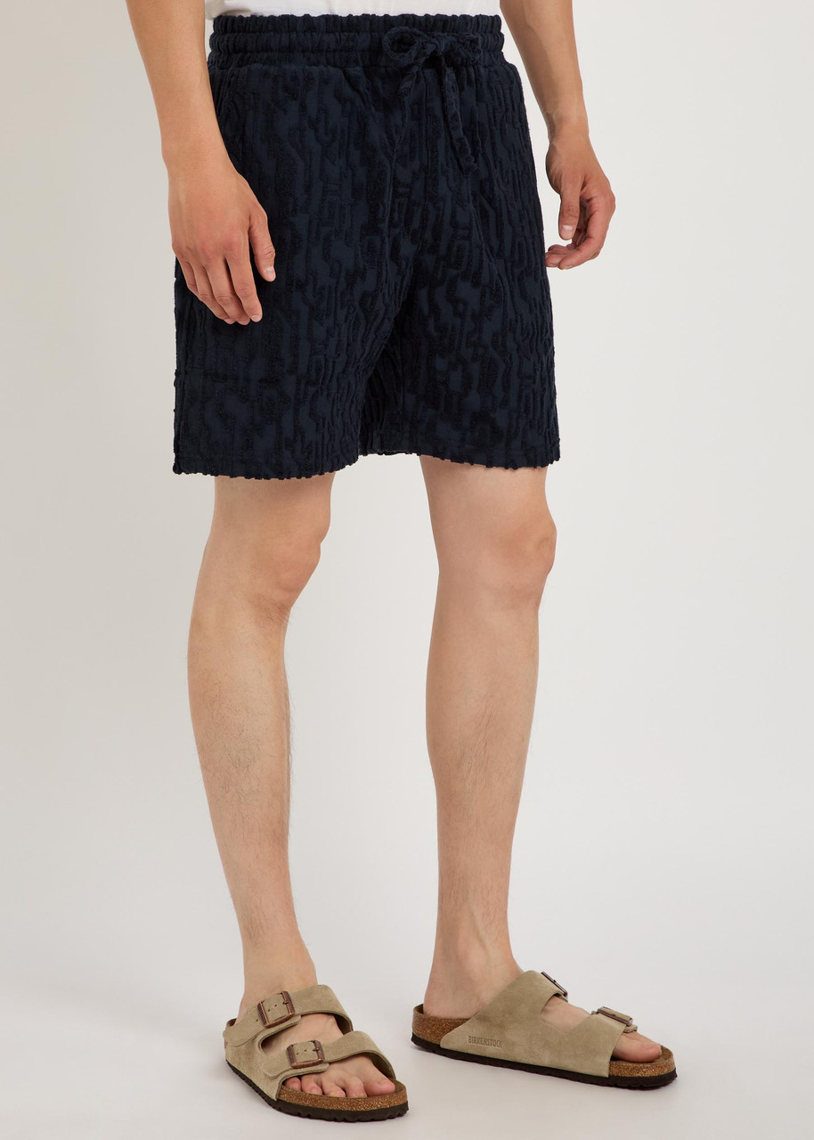  Raith Fausto Flocked-pattern Terry Shorts - Navy - L 