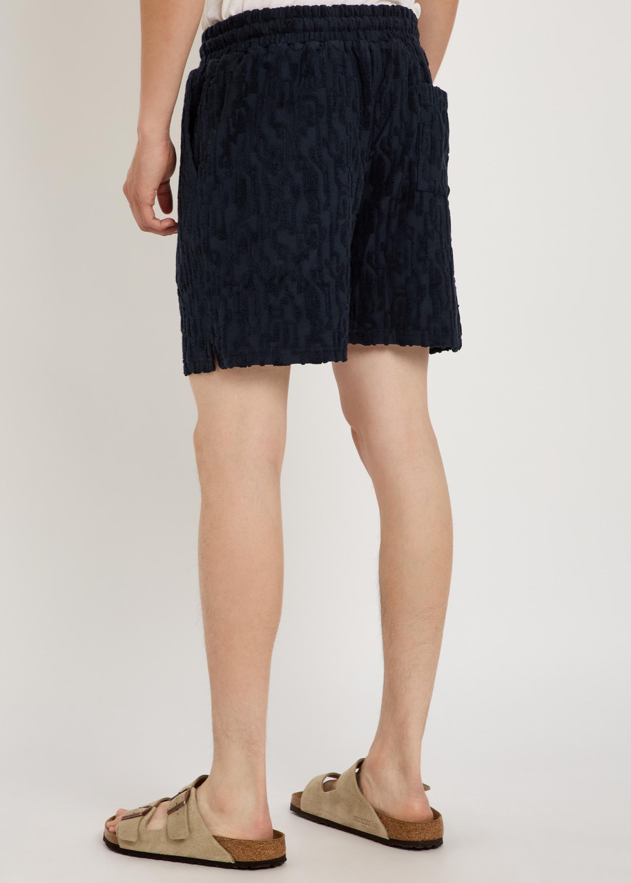  Raith Fausto Flocked-pattern Terry Shorts - Navy - L 