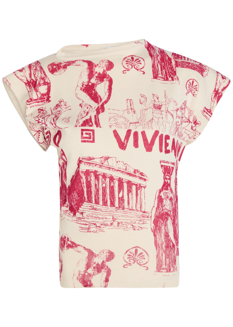 Vivienne Westwood Justine Printed Cotton and Cashmere-blend T-shirt – White – XS (UK6 / XS)