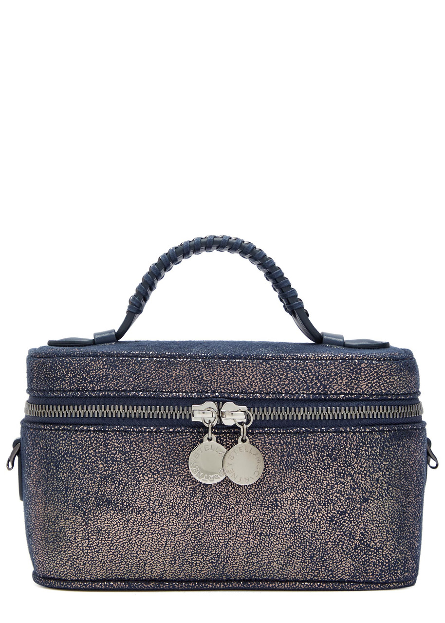 Stella Mccartney Falabella Metallic Faux Suede Vanity Case - Navy - One Size