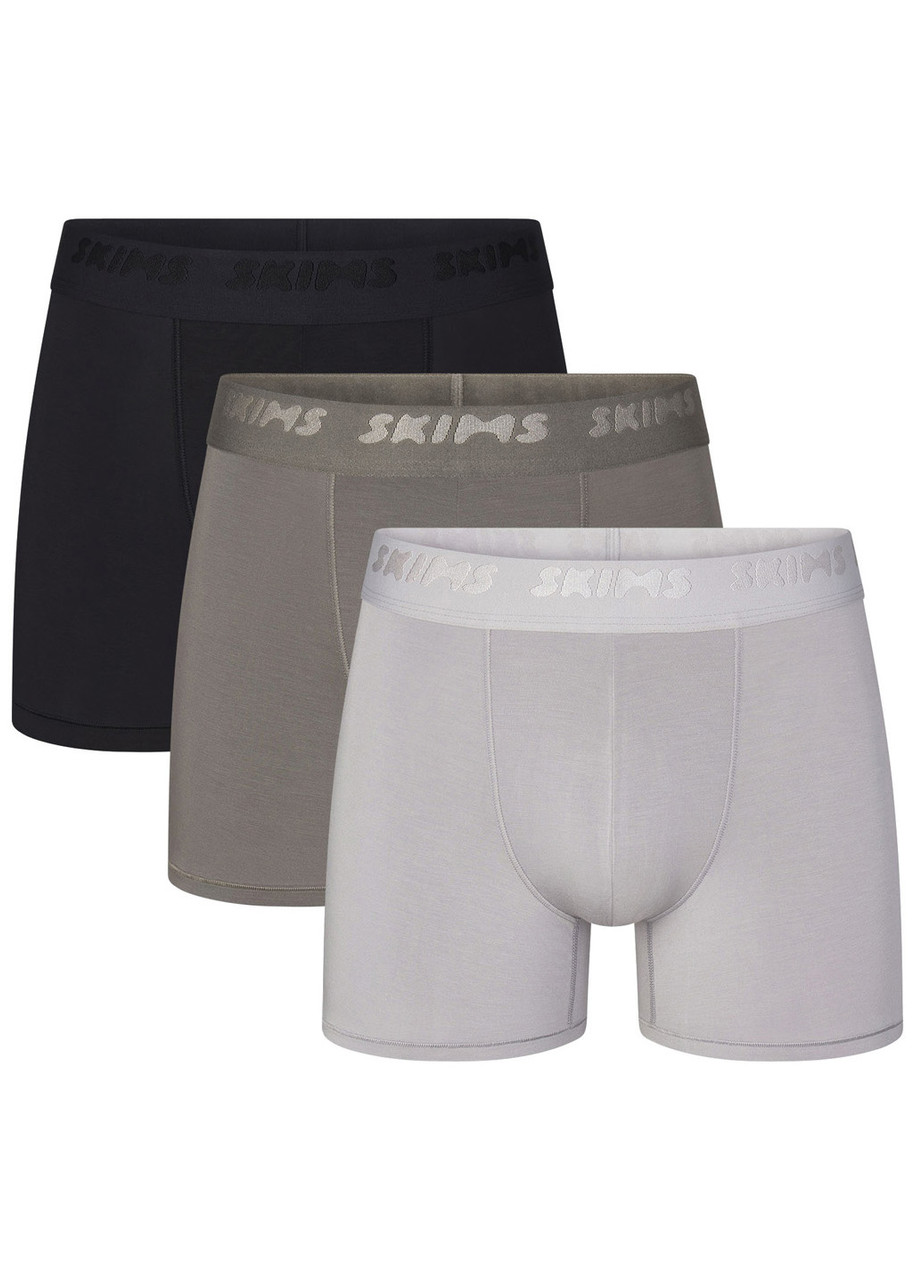 Skims Stretch-cotton Boxer Briefs - set of Three - Grey - M