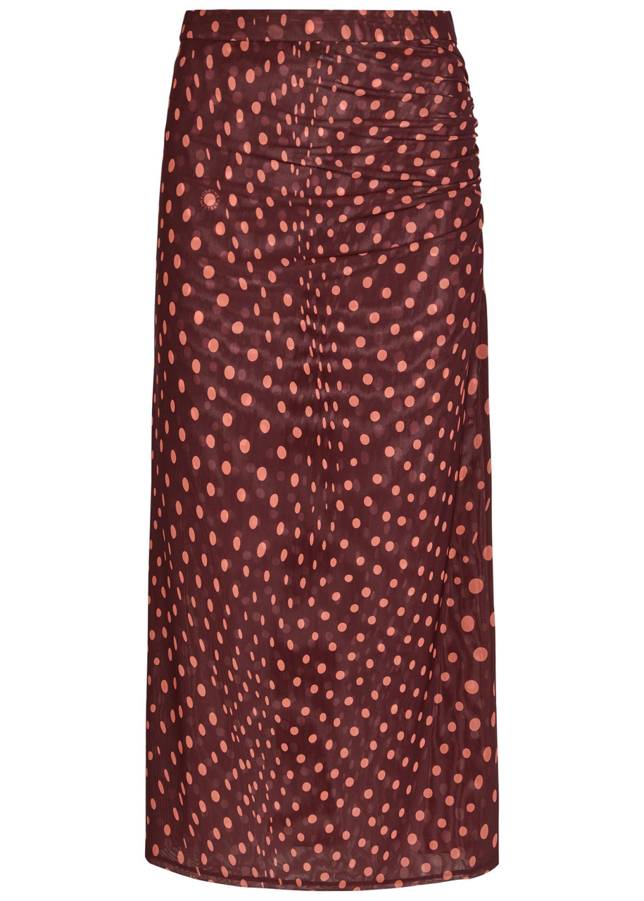 Stella Mccartney Polka dot Mesh Midi Skirt - Burgundy - L (UK14 / L)
