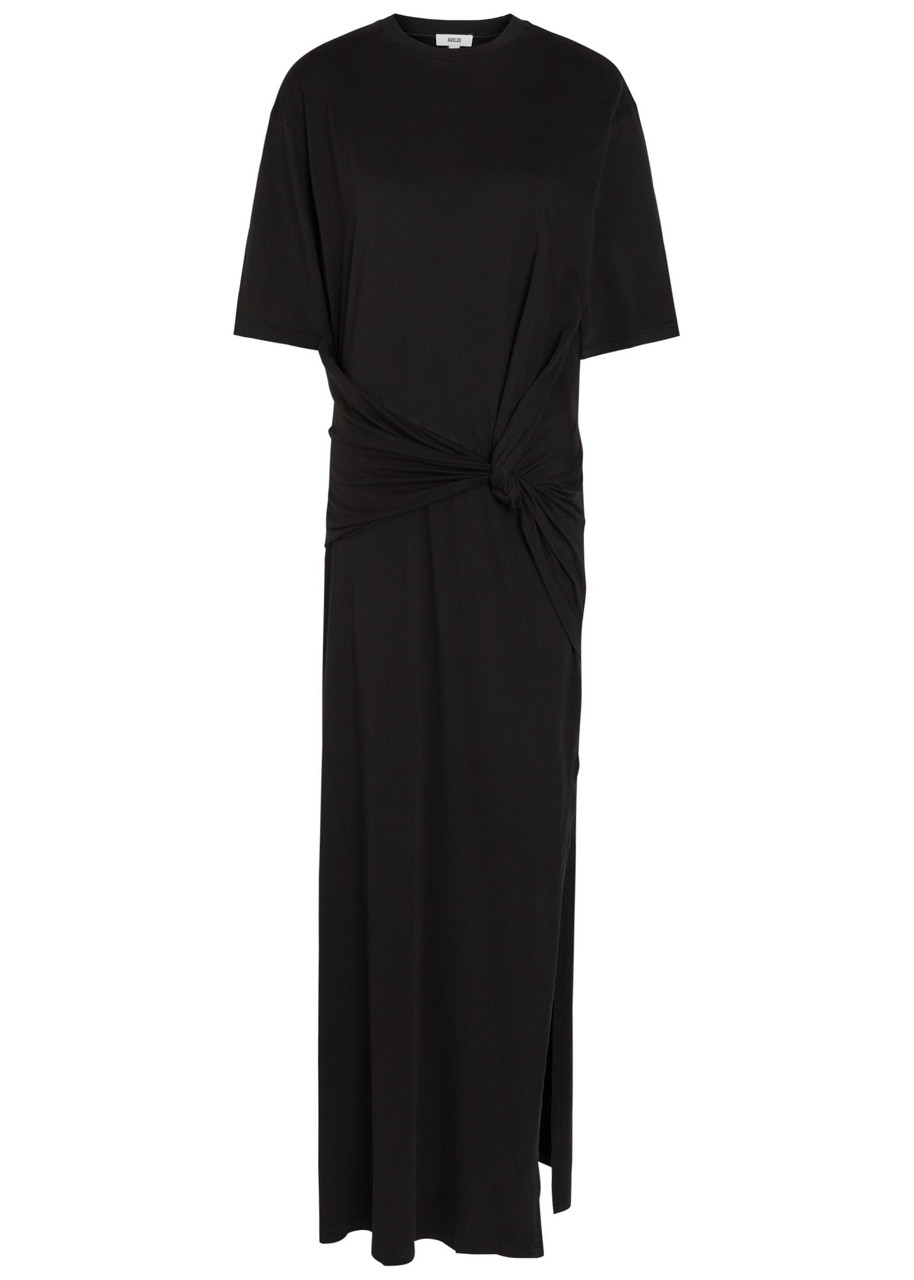 Agolde Zanna Gathered Cotton Maxi T-shirt Dress - Black - M (UK12 / M)