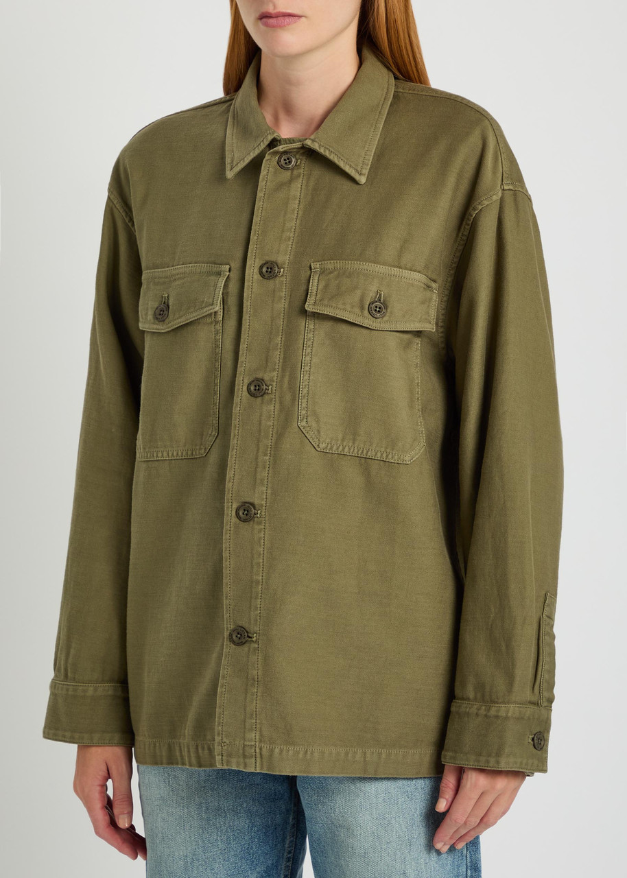 Nili Lotan Howard Cotton Overshirt – Olive – M (UK12 / M)